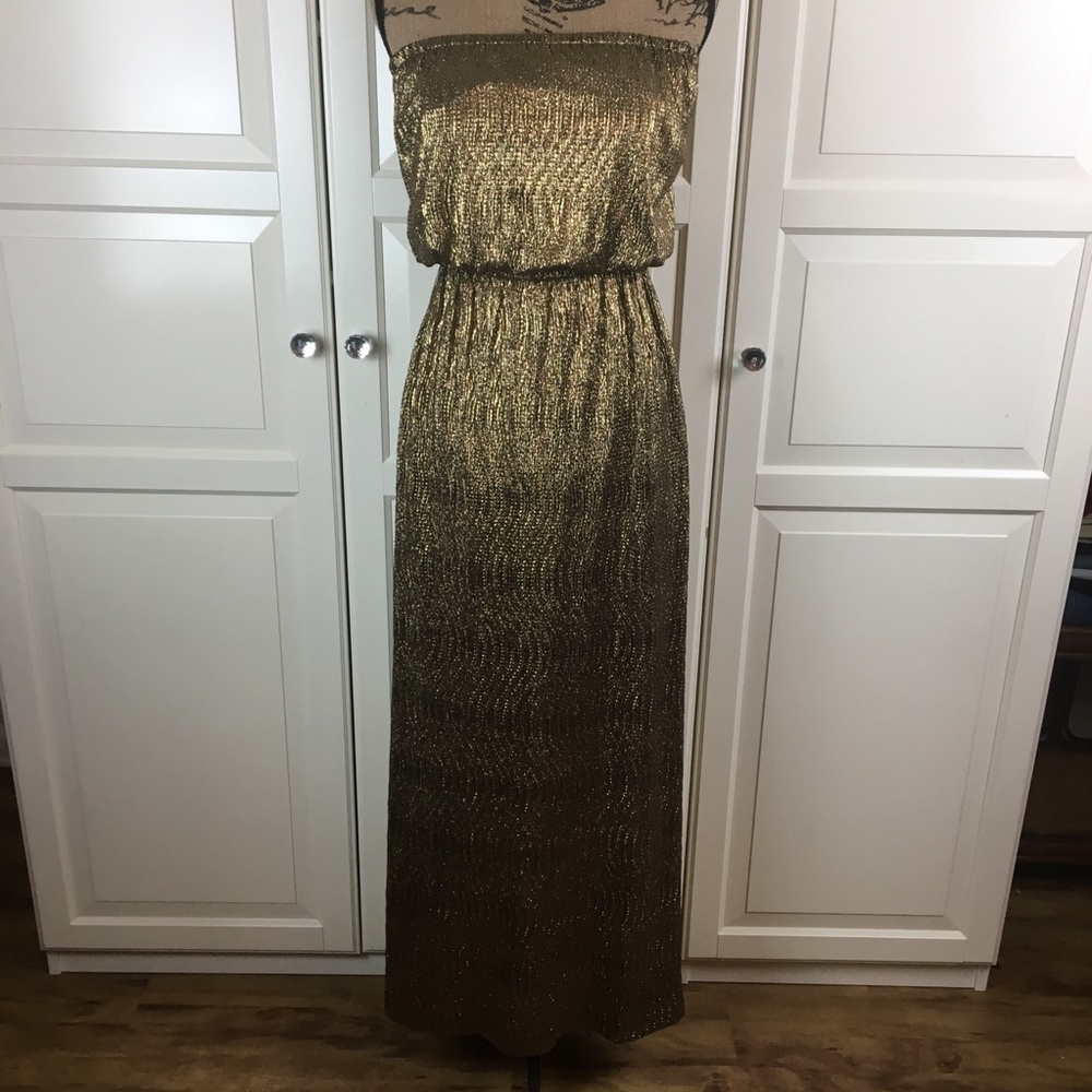 Gianni Bini Gold Sleeveless Maxi Dress Size Small